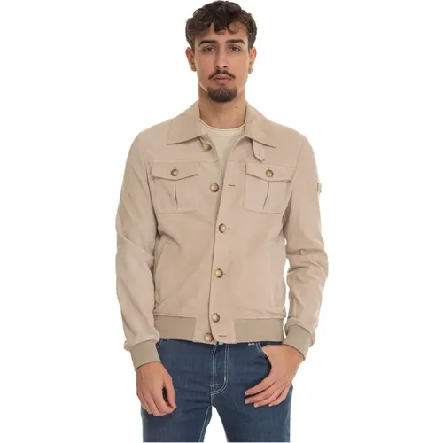 Leather Harrington Jacket with Knit Details , male, Sizes: M, L, 2XL - Peuterey - Modalova