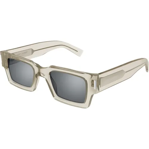 Beige and Silver Women`s Sungles , female, Sizes: 50 MM - Saint Laurent - Modalova