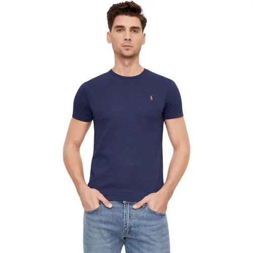 Marineblauer Slim Fit Polo Shirt , Herren, Größe: S - Ralph Lauren - Modalova