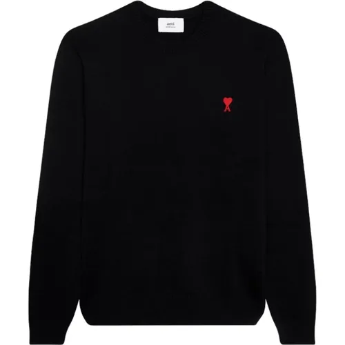 Roter Crewneck Pullover mit Ami de Coeur Stickerei - Ami Paris - Modalova