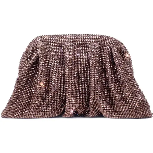 Crystal Studded Chocolate Mesh Bag , female, Sizes: ONE SIZE - Benedetta Bruzziches - Modalova