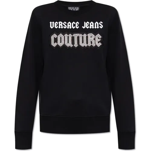 Sweatshirt mit schimmernden Applikationen , Damen, Größe: S - Versace Jeans Couture - Modalova