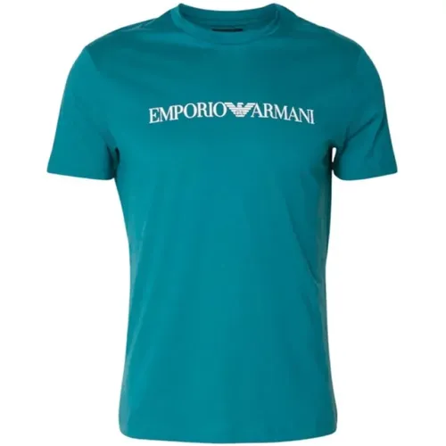 Blau Logo T-shirt , Herren, Größe: L - Armani - Modalova