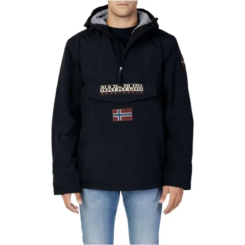 Schwarze Nylon-Kapuzenjacke mit Reißverschluss , Herren, Größe: 2XL - Napapijri - Modalova