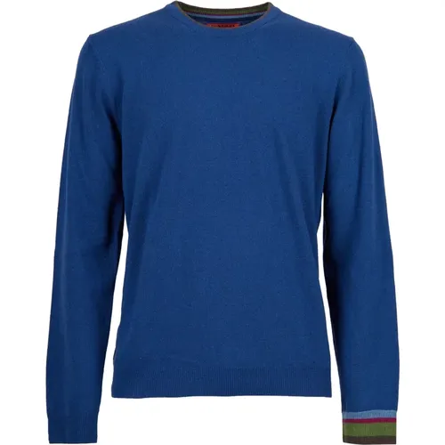 Blauer Wollmisch-Crew-Neck-Pullover - Gallo - Modalova