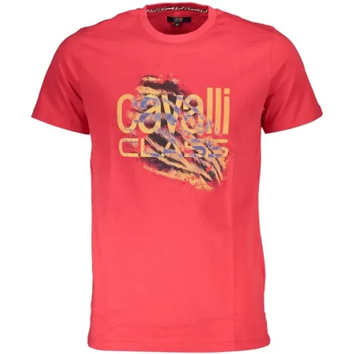 Rotes Baumwoll-Logo-Print-T-Shirt , Herren, Größe: XL - Cavalli Class - Modalova