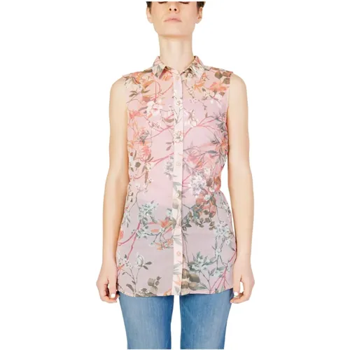 Floral Button-Up Sleeveless Blouse , female, Sizes: XL, XS, L, M, S - Guess - Modalova