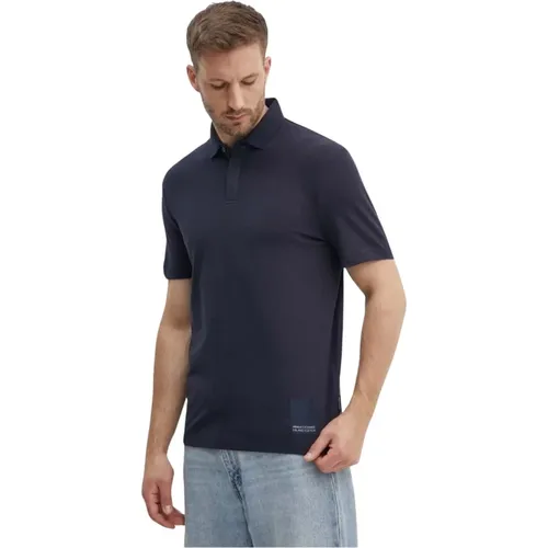 Stretch Baumwoll Polo Shirt - Slim Fit , Herren, Größe: L - Armani Exchange - Modalova