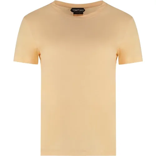 Geripptes Baumwoll-Crew-Neck T-Shirt - Tom Ford - Modalova