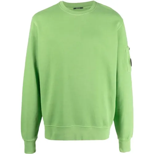 Klassisches Grünes Diagonal Fleece Lens Sweatshirt , Herren, Größe: S - C.P. Company - Modalova