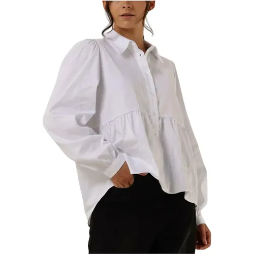Einfache Bluse Weiß , Damen, Größe: M - Levete Room - Modalova