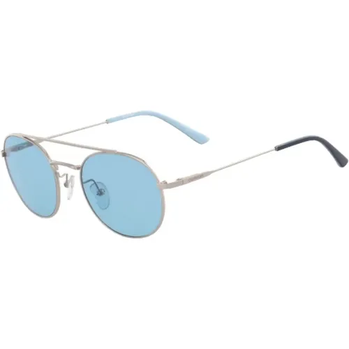 Blaue Silberne Sonnenbrille Ck18116S-046 , unisex, Größe: 52 MM - Calvin Klein - Modalova