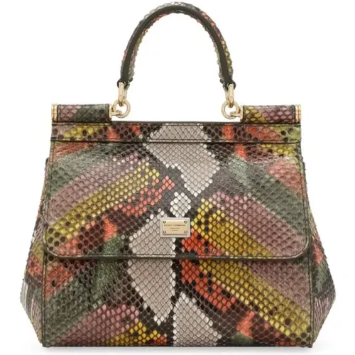 Handtasche mit Schlangenmuster und abnehmbarem Riemen - Dolce & Gabbana - Modalova