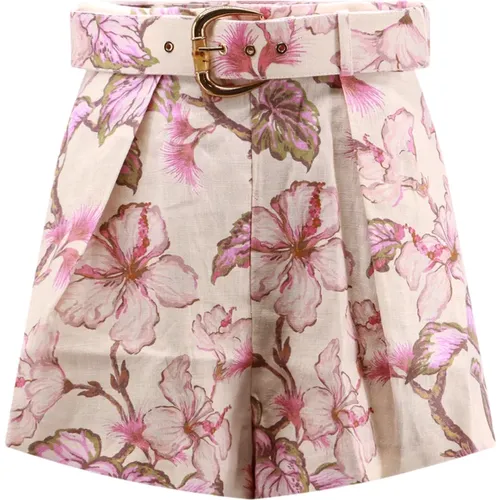 Linen Shorts mit Blumenmuster , Damen, Größe: L - Zimmermann - Modalova