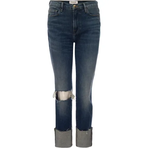Jeans die neue geradlinige rohe große Manschette , Damen, Größe: W30 - Frame - Modalova