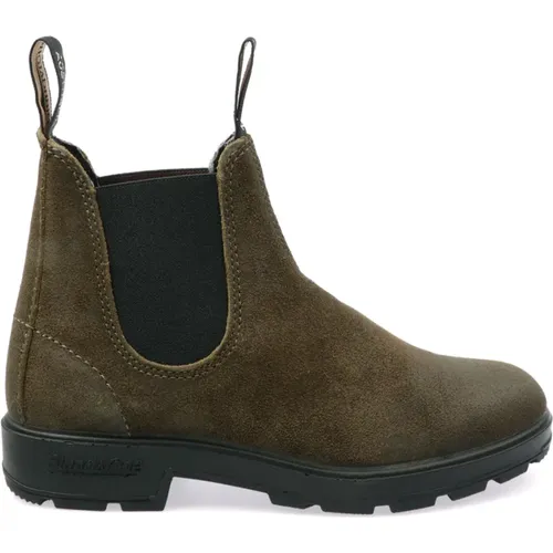 Stilvolle Dunkelolive Wildlederstiefel , Damen, Größe: 39 EU - Blundstone - Modalova