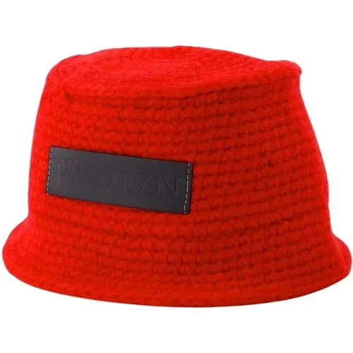 Roter Bucket Hat aus Kunstleder , Damen, Größe: ONE Size - JW Anderson - Modalova