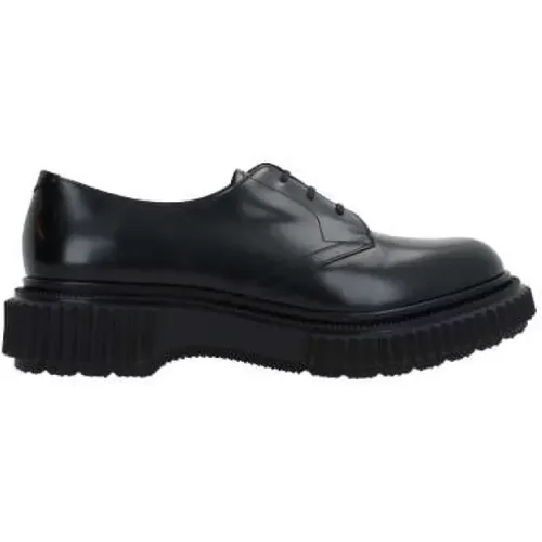 Schwarze Gebürstete Leder Derby Schuhe , Herren, Größe: 40 EU - Adieu Paris - Modalova