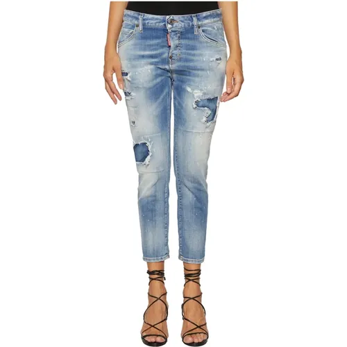 Baumwoll Cropped Jeans , Damen, Größe: 3XS - Dsquared2 - Modalova