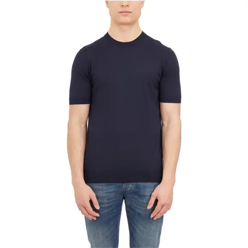 Seiden- und Baumwollstrick T-Shirt , Herren, Größe: L - Paolo Pecora - Modalova