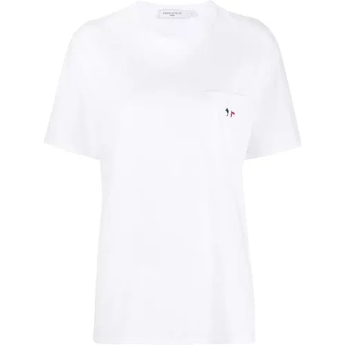 Tricolor Fox Patch T-Shirt , Damen, Größe: XL - Maison Kitsuné - Modalova