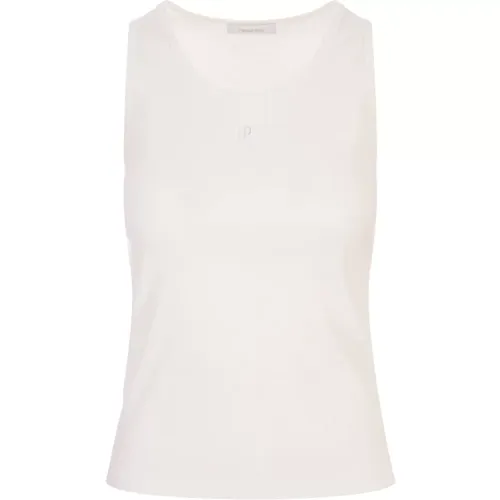 Weiße Tank Top mit Monogramm-Logo , Damen, Größe: XS - Paco Rabanne - Modalova