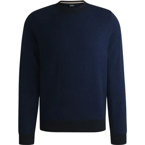 Refined jacquard sweater in soft cotton , male, Sizes: XL, S, M, L - Hugo Boss - Modalova