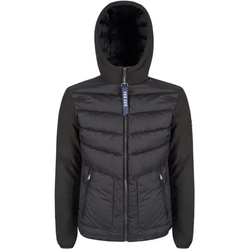 Men`s Hooded Quilted Jacket , male, Sizes: L - YES ZEE - Modalova