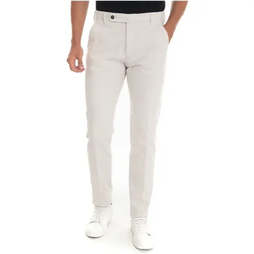 Slim Fit Chino Pants with Tile Print Lining , male, Sizes: 4XL, 3XL, 2XL - Berwich - Modalova
