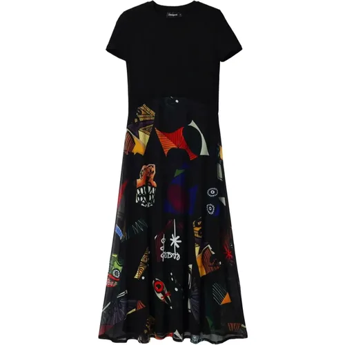 Printed Short Sleeve Dress , female, Sizes: M, L - Desigual - Modalova