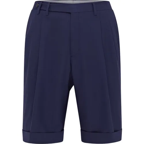 Luxury Washable Navy Pleated Shorts , male, Sizes: XL, M, L - Corneliani - Modalova