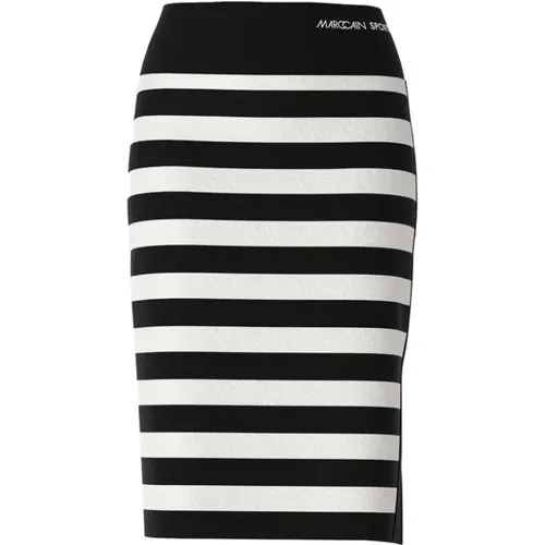 Striped Midi Skirt White Women , female, Sizes: S, M - Marc Cain - Modalova