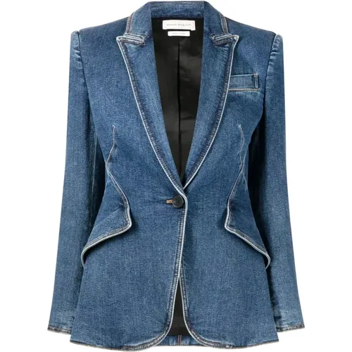 Denim Blazer Jacket , female, Sizes: S - alexander mcqueen - Modalova