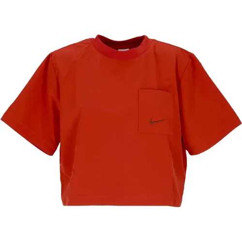 Modernes Gewebtes Boxy Top , Damen, Größe: S - Nike - Modalova