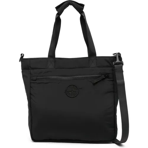 Compass-Motif Tote Bag , male, Sizes: ONE SIZE - Stone Island - Modalova