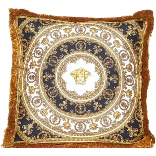 Barocco Medusa Print Silk Cushion , male, Sizes: ONE SIZE - Versace - Modalova