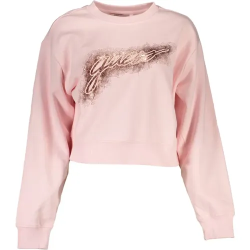 Langarm Rosa Sweatshirt mit Druck - Guess - Modalova