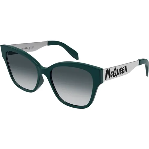 Stylische Sonnenbrille,Schwarze/Graue Sonnenbrille - alexander mcqueen - Modalova