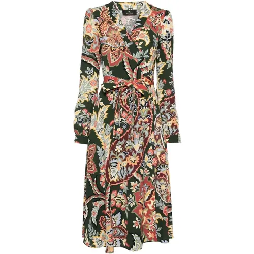 Blumiges Wrap-Kleid Grün Etro - ETRO - Modalova