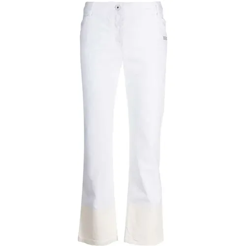 Off , Contrast Hem Mid-Rise Denim Jeans , female, Sizes: W29 - Off White - Modalova