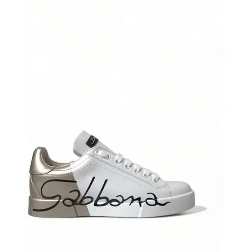 Weiße Gold Schnürschuhe - Dolce & Gabbana - Modalova