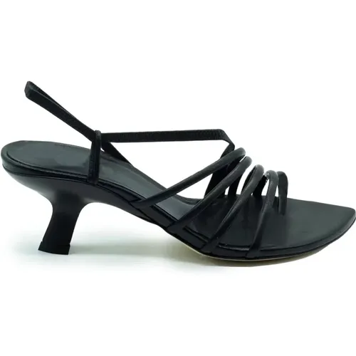 Asymmetrische Schwarze Ledersandalen , Damen, Größe: 36 EU - Vic Matié - Modalova