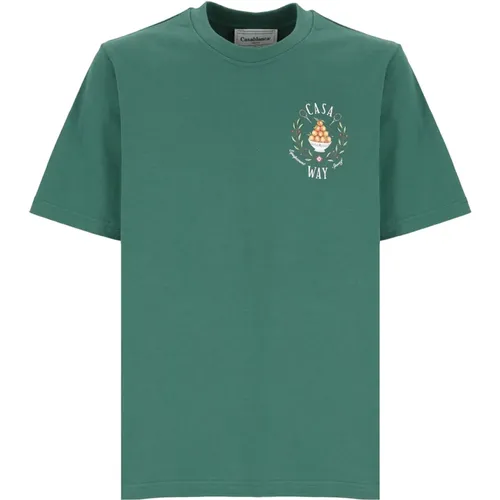 Cotton T-shirt with Casa Way Logo , male, Sizes: XL - Casablanca - Modalova