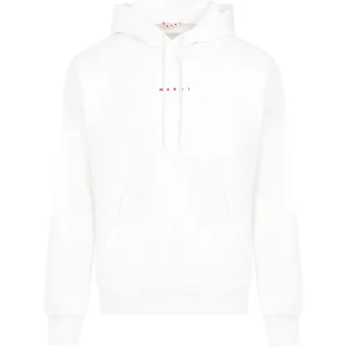 Weiße Baumwoll-Sweatshirt mit Kapuze , Herren, Größe: M - Marni - Modalova