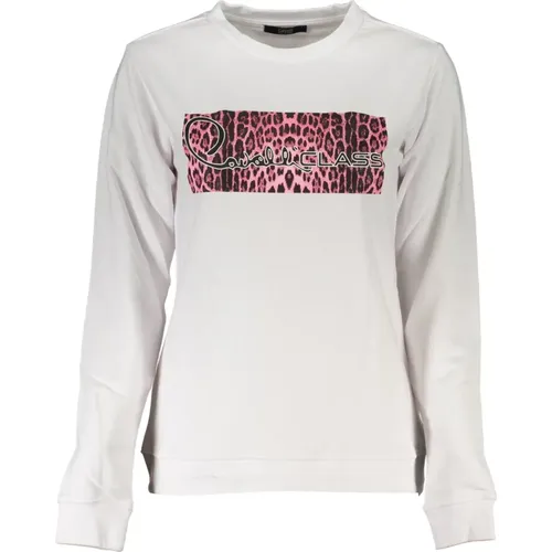 Weißer Langarm-Sweatshirt mit Druck - Cavalli Class - Modalova