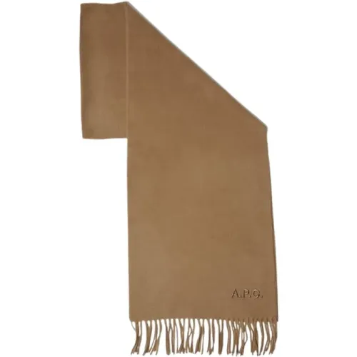 Embroidered Wool Scarf Camel , female, Sizes: ONE SIZE - A.p.c. - Modalova