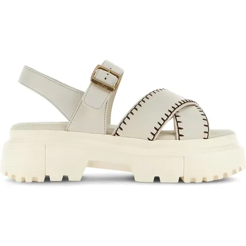 Sandals Ivory , female, Sizes: 4 UK, 4 1/2 UK - Hogan - Modalova