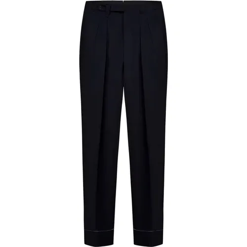 Navy Wool Straight Leg Pants , male, Sizes: S, M, XL - Brioni - Modalova