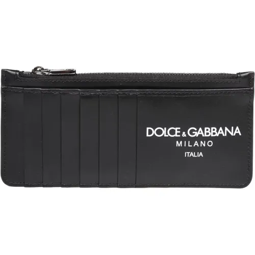 Leather Credit Card Wallet , male, Sizes: ONE SIZE - Dolce & Gabbana - Modalova