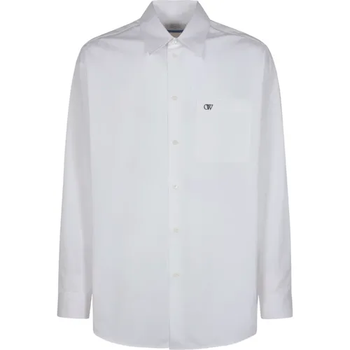 Off , Overshirt with Embroidery , male, Sizes: M, S - Off White - Modalova